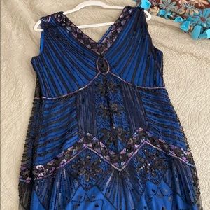 Beaded blue dress